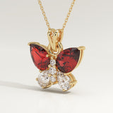 3.21 TCW Pear & Round January-Garnet Birthstone Necklace