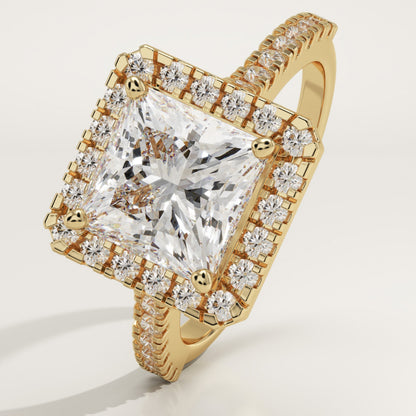 Princess Cut Halo & Pave Cathedral Lab-Grown Diamond Engagement Ring