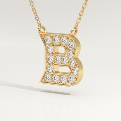 0.323 TCW Round Lab-Grown Diamond B Initial Necklace