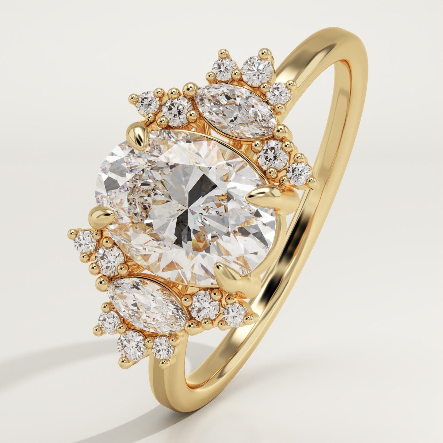 Oval Cut Cluster Lab-Grown Diamond Engagement Ring