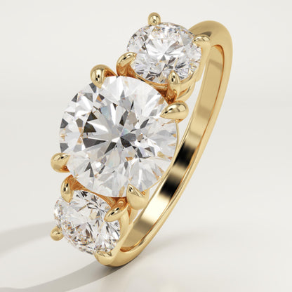 2 CT Round Cut Three Stone Moissanite Engagement Ring