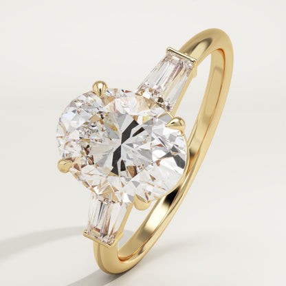 1.75 CT Oval Cut Three Stone Moissanite Engagement Ring