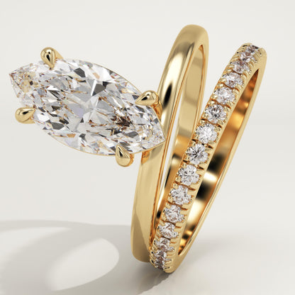 Marquise Cut Pave Lab-Grown Diamond Engagement Ring