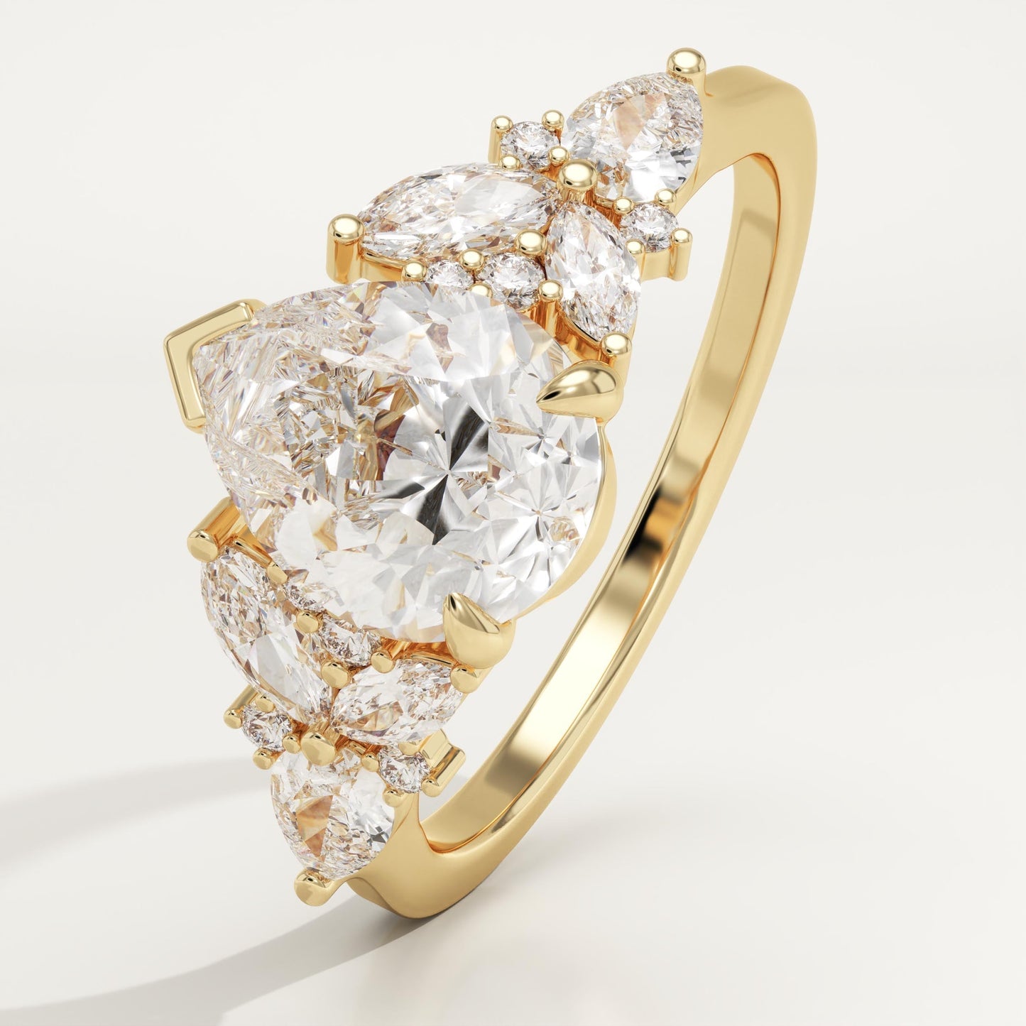 Pear Cut Cluster Lab-Grown Diamond Engagement Ring