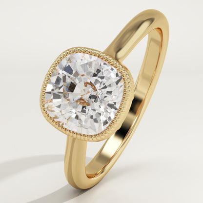 Cushion Cut Bezel Lab-Grown Diamond Engagement Ring