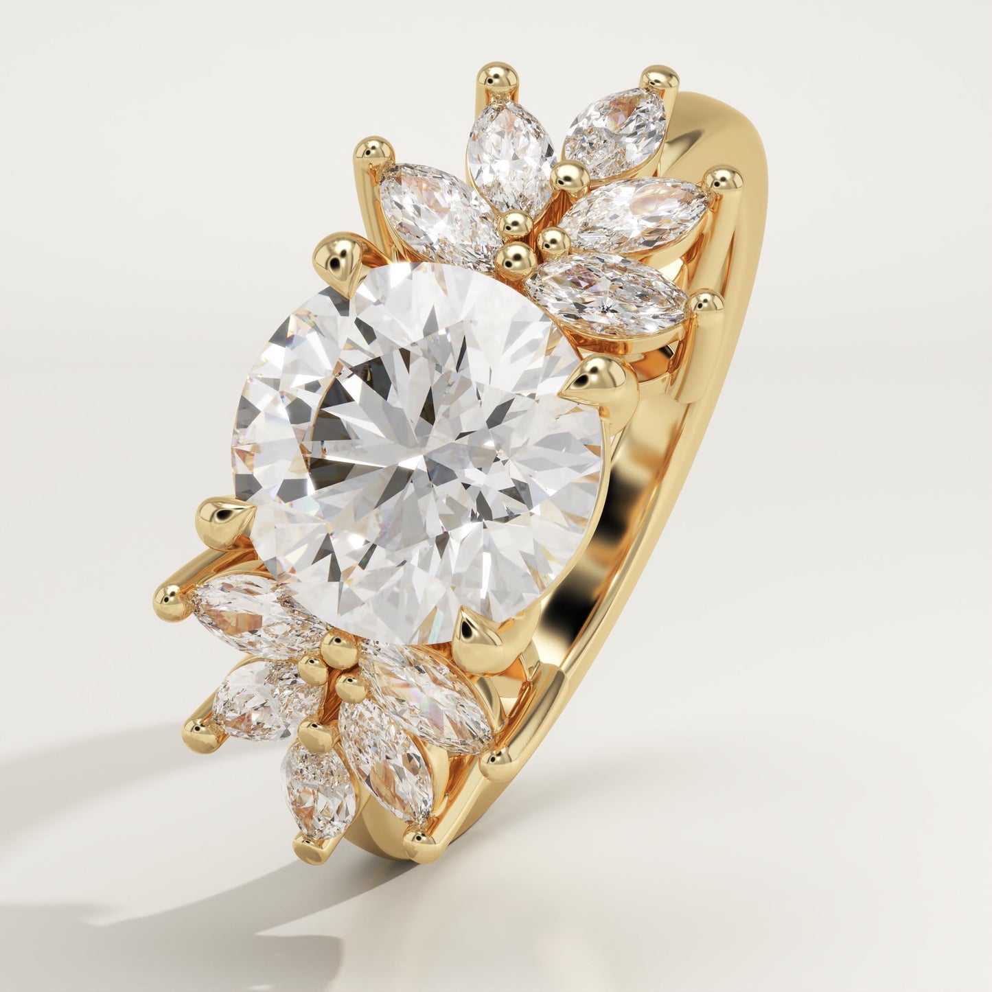 Round Cut Cluster Lab-Grown Diamond Engagement Ring