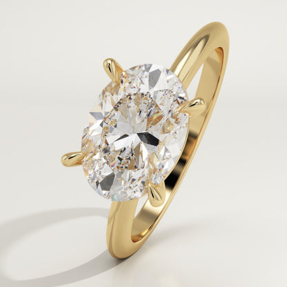 East West Oval Cut Solitaire Lab-Grown Diamond Engagement Ring