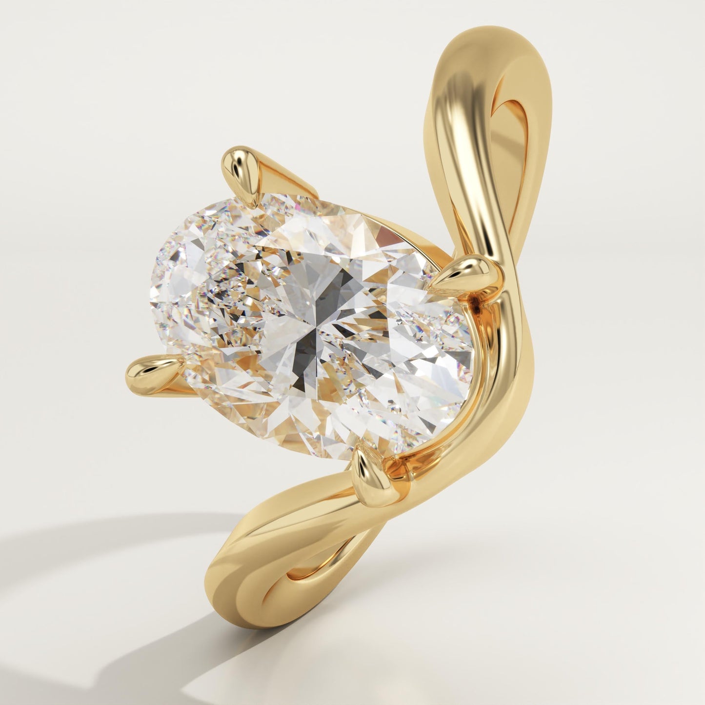 Oval Cut Curved Lab-Grown Diamond Engagement Ring