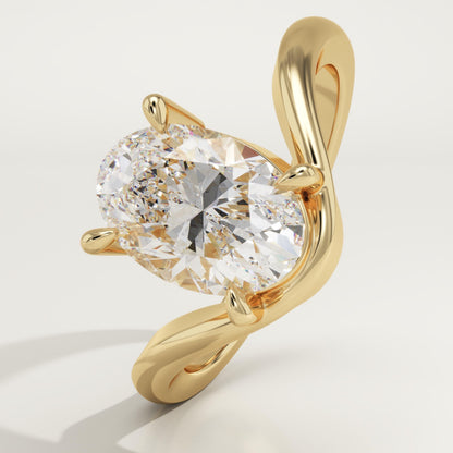 Oval Cut Curved Lab-Grown Diamond Engagement Ring