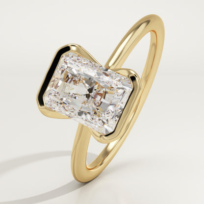 2 CT Radiant Cut Half Bezel Moissanite Engagement Ring