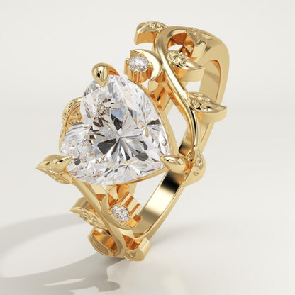 Heart Cut Nature Inspired Lab-Grown Diamond Engagement Ring