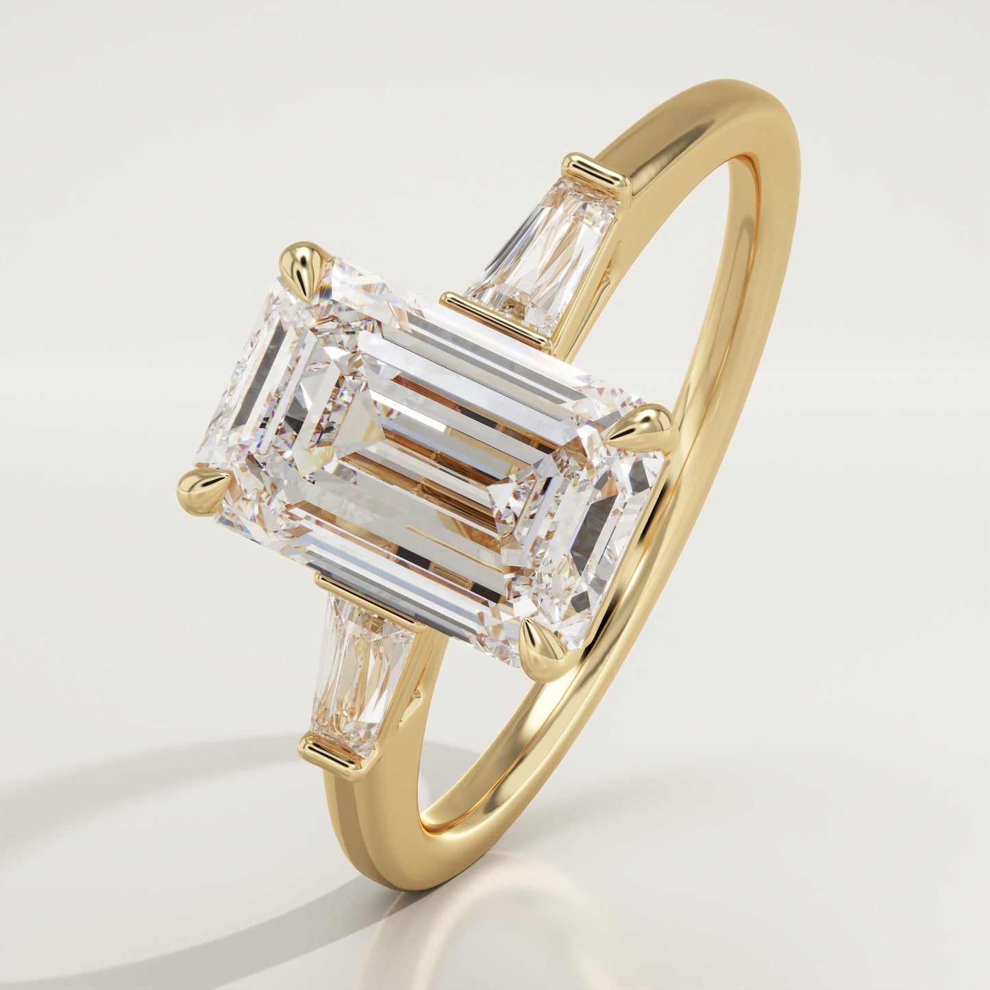 Emerald Cut Three Stone Lab-Grown Diamond Engagement Ring