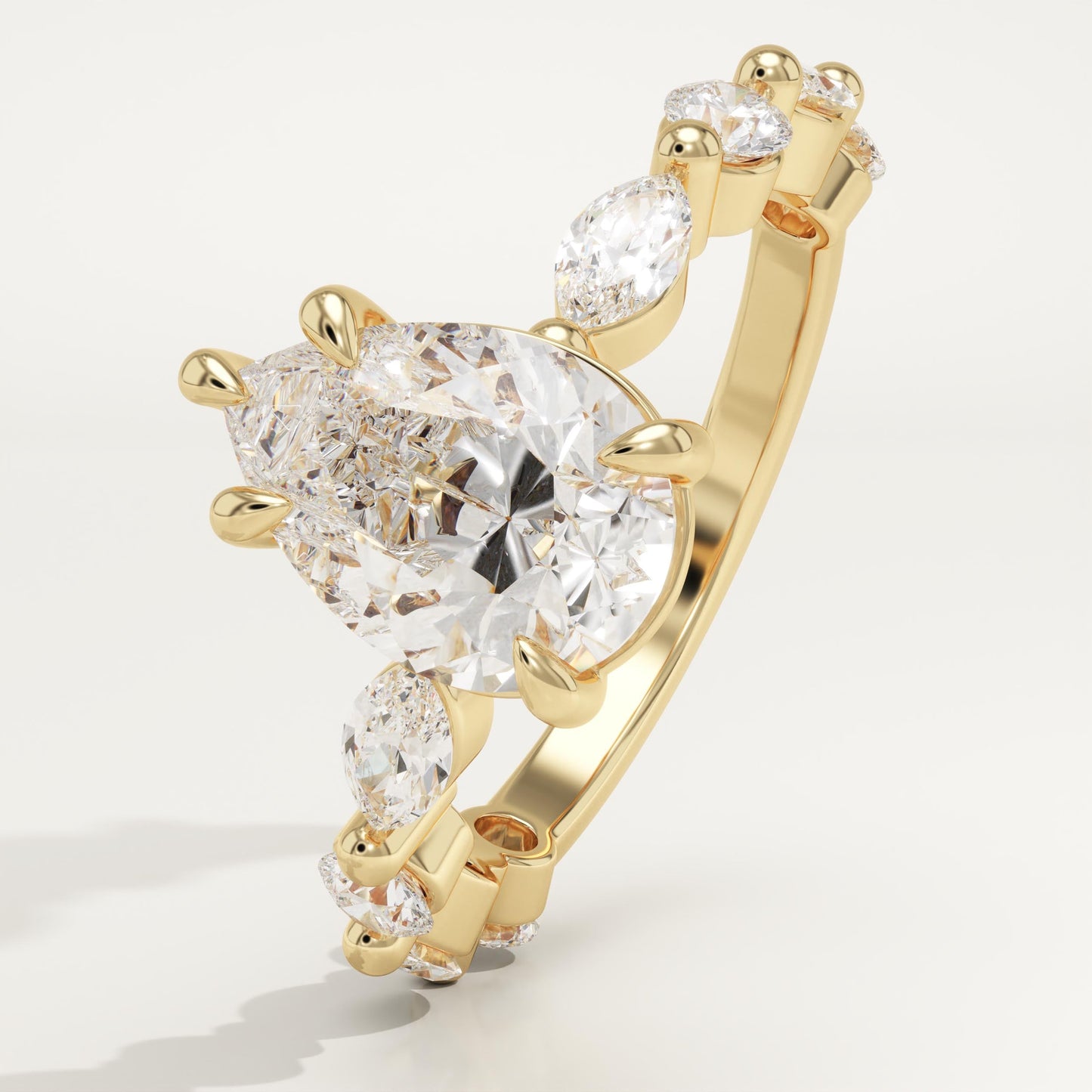 Pear Cut Pave Lab-Grown Diamond Engagement Ring