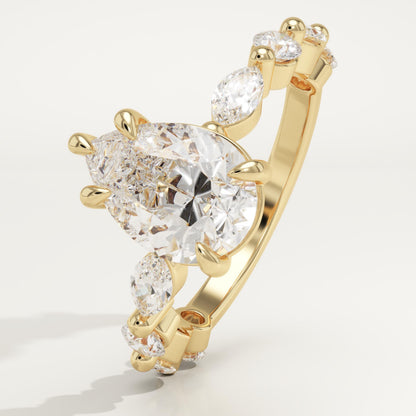 Pear Cut Pave Lab-Grown Diamond Engagement Ring