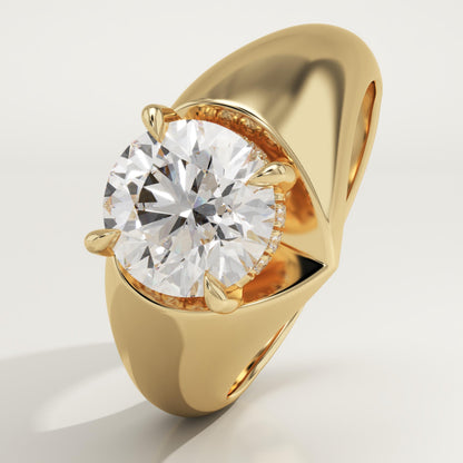 Round Cut Hidden Halo Lab-Grown Diamond Engagement Ring