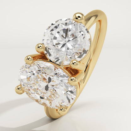4 TCW Oval & Round Cut Toi Et Moi Lab-Grown Diamond Engagement Ring