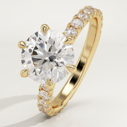 Round Cut Pave Lab-Grown Diamond Engagement Ring