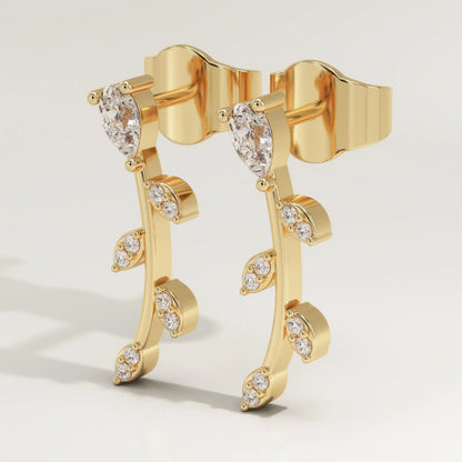 0.66 TCW Pear & Round Lab-Grown Diamond Drop Earrings