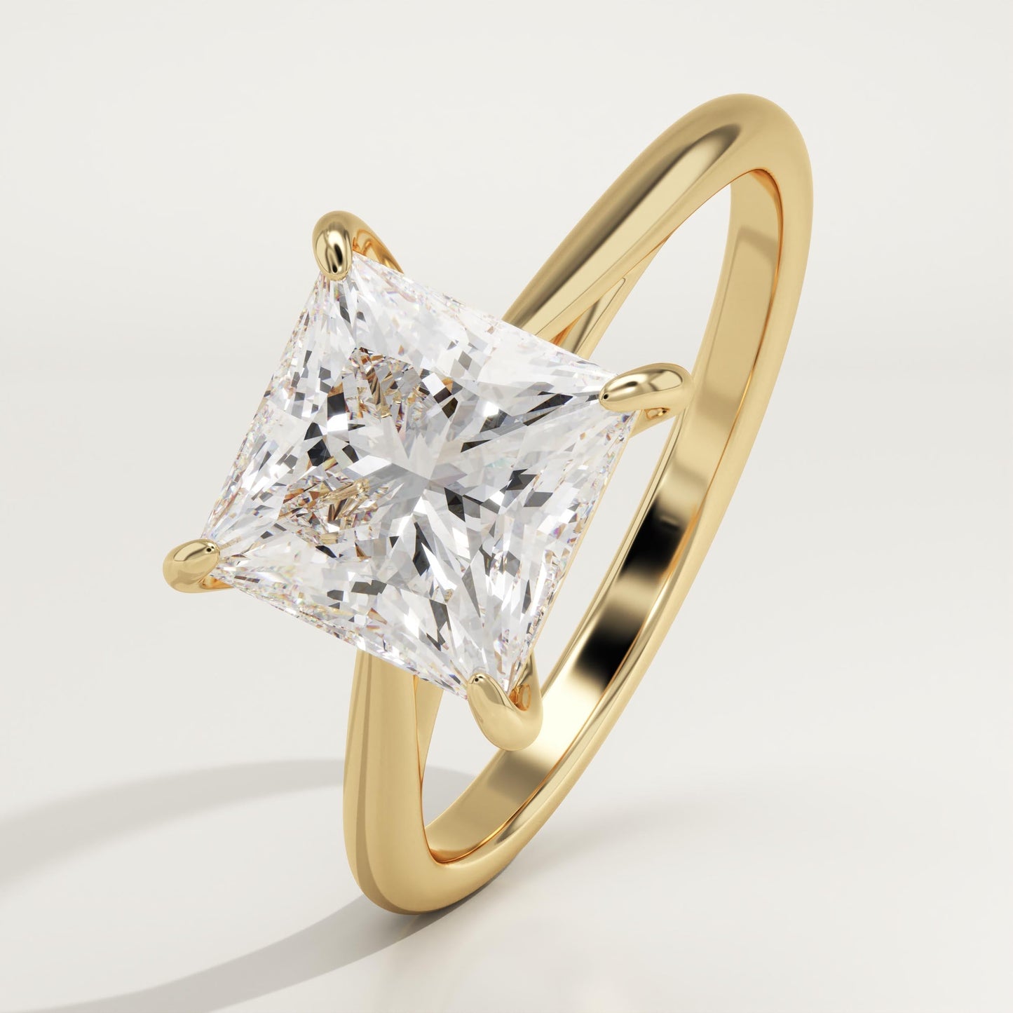 Princess Cut Solitaire Cathedral Lab-Grown Diamond Engagement Ring