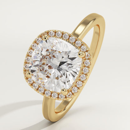 Cushion Cut Halo Lab-Grown Diamond Engagement Ring