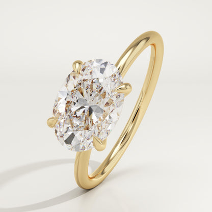 East West Oval Cut Solitaire Lab-Grown Diamond Engagement Ring
