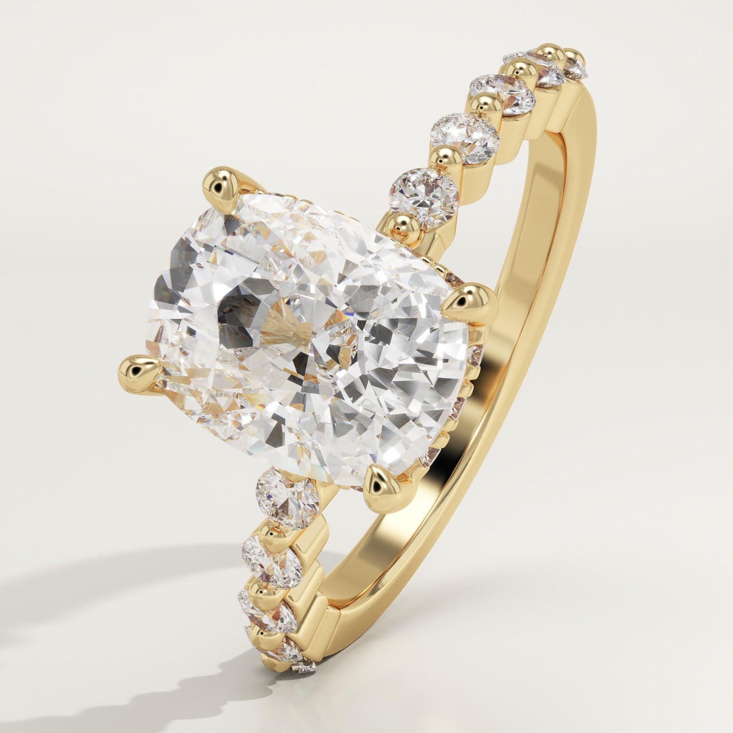 Elongated Cushion Cut Pave Lab-Grown Diamond Engagement Ring