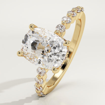 Elongated Cushion Cut Pave Lab-Grown Diamond Engagement Ring