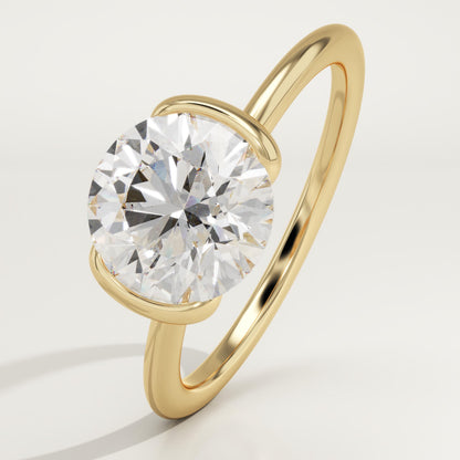 Round Cut Half Bezel Lab-Grown Diamond Engagement Ring