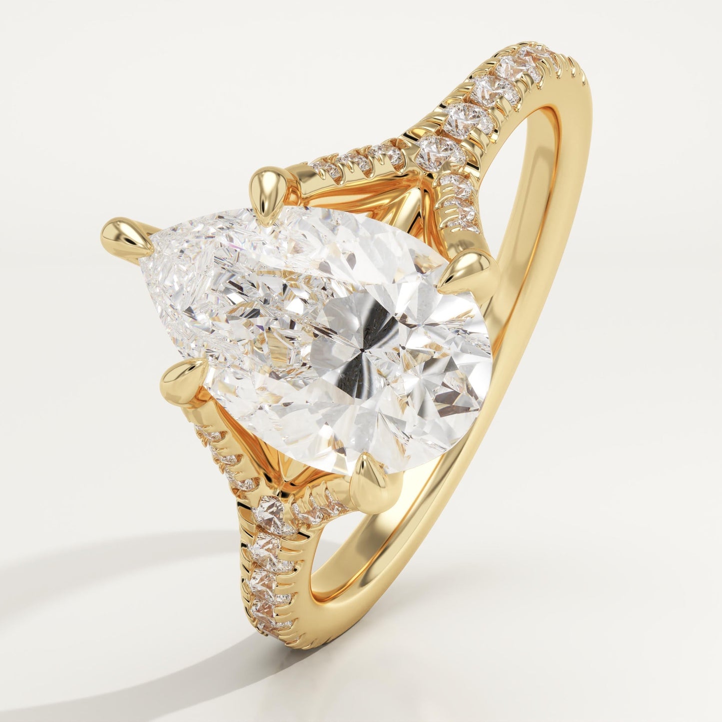 Pear Cut Pave Split Shank Lab-Grown Diamond Engagement Ring