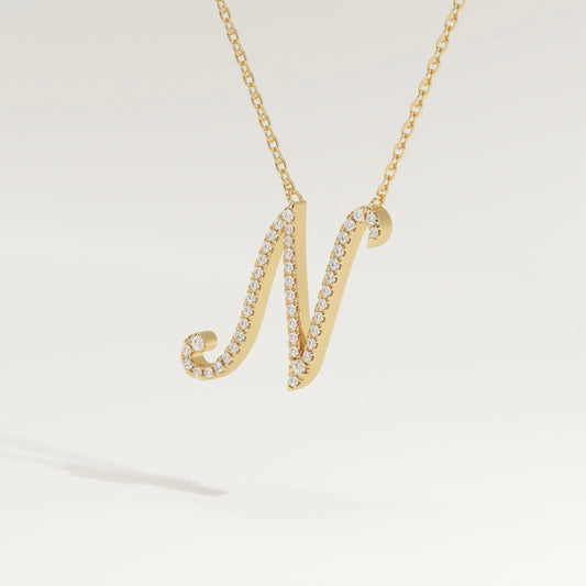 0.099 TCW Round Lab-Grown Diamond N Initial Necklace