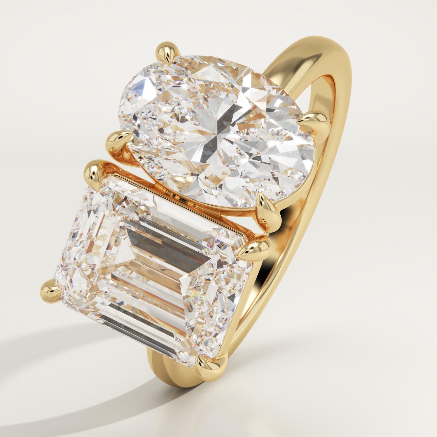 4.5 TCW Emerald & Oval Cut Toi Et Moi Lab-Grown Diamond Engagement Ring