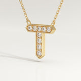 0.17 TCW Round Lab-Grown Diamond T Initial Necklace