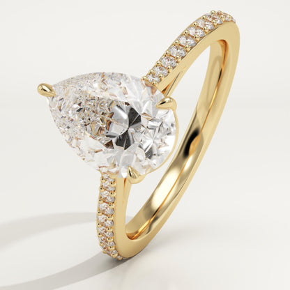 Pear Cut Pave Cathedral Lab-Grown Diamond Engagement Ring