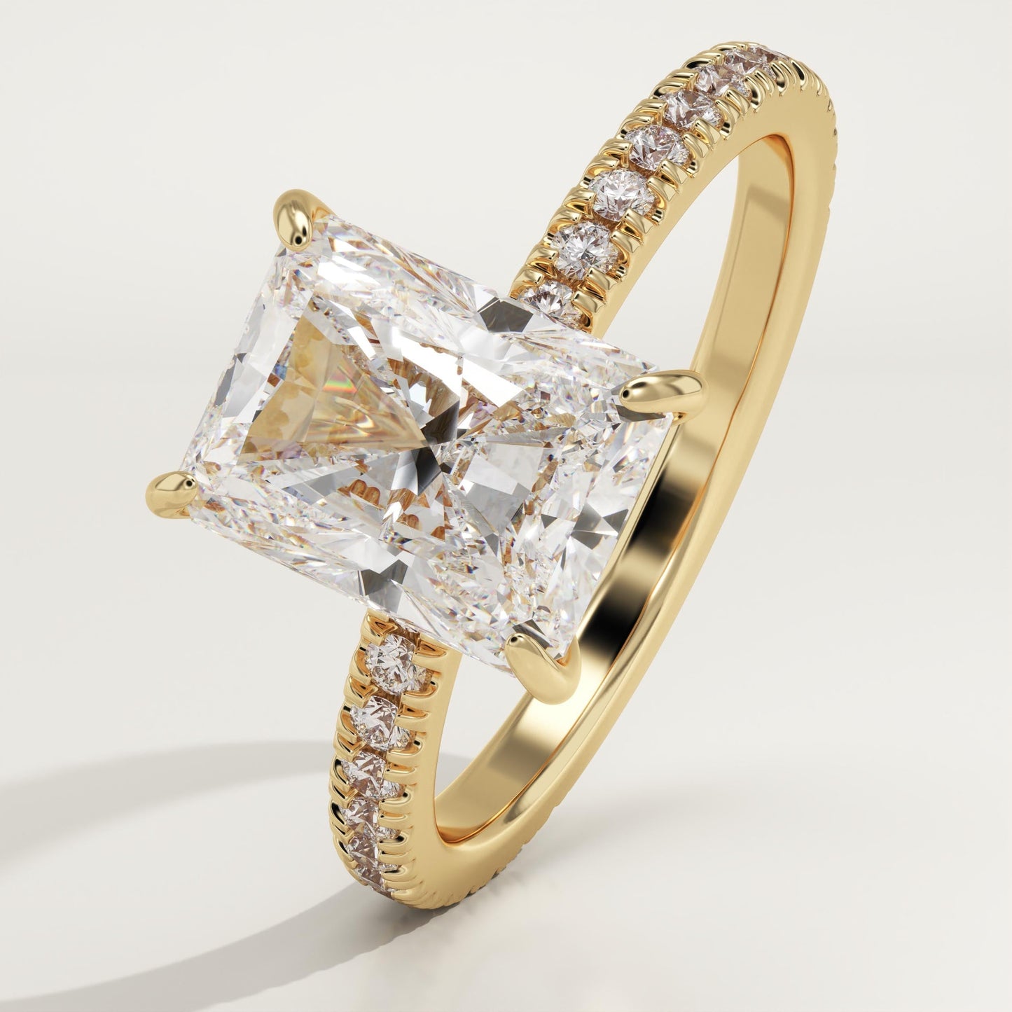 Radiant Cut Hidden Halo & Pave Lab-Grown Diamond Engagement Ring