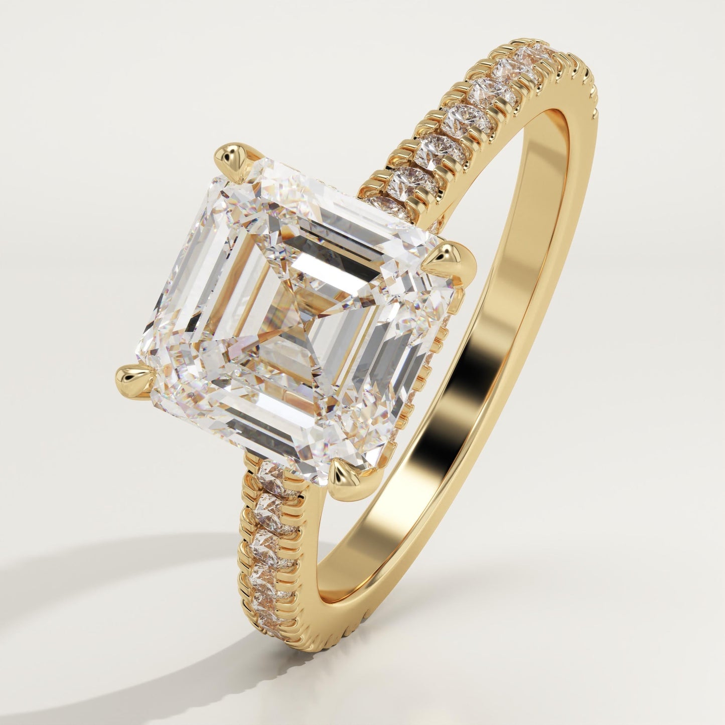 Asscher Cut Hidden Halo & Pave Cathedral Lab-Grown Diamond Engagement Ring