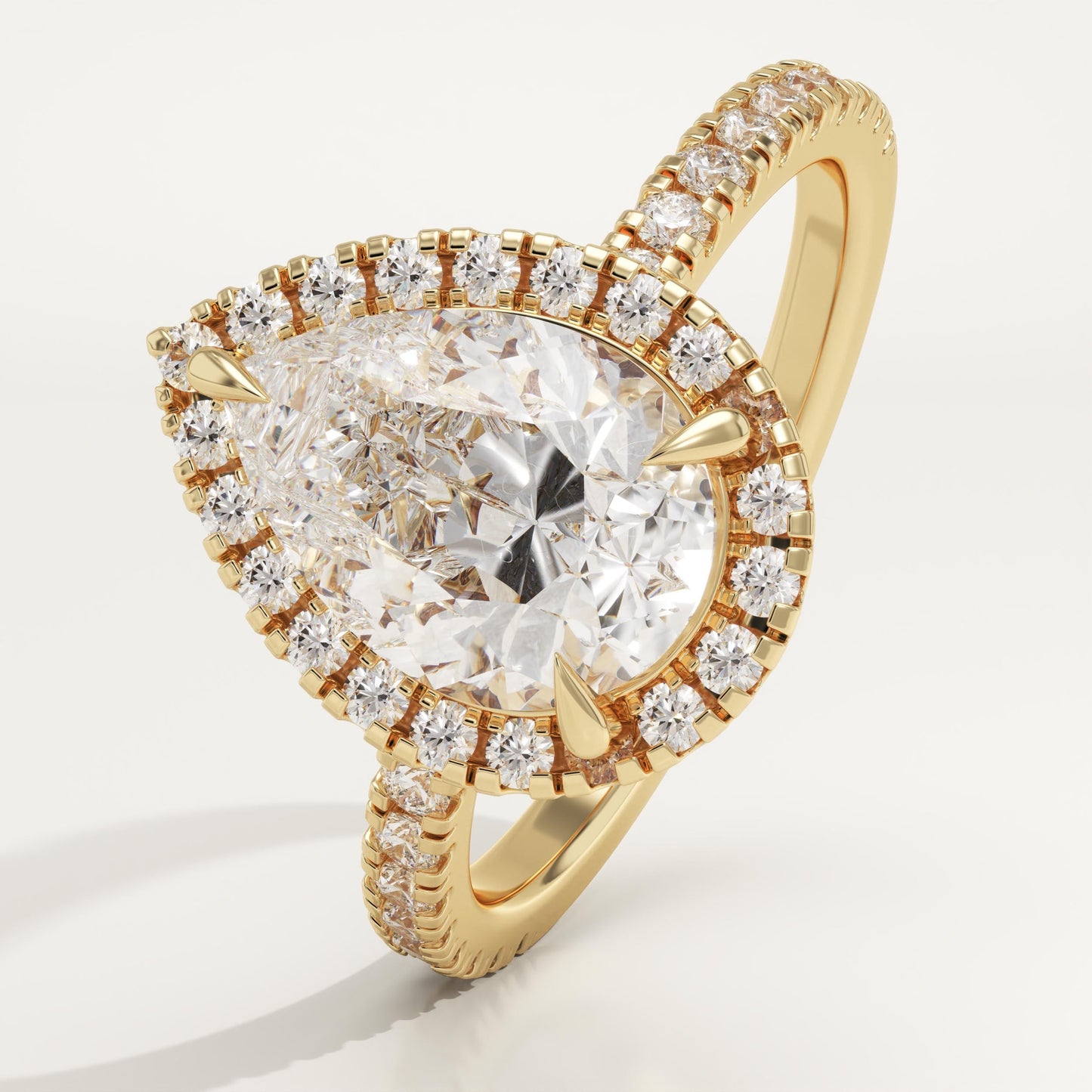 Pear Cut Halo & Pave Lab-Grown Diamond Engagement Ring