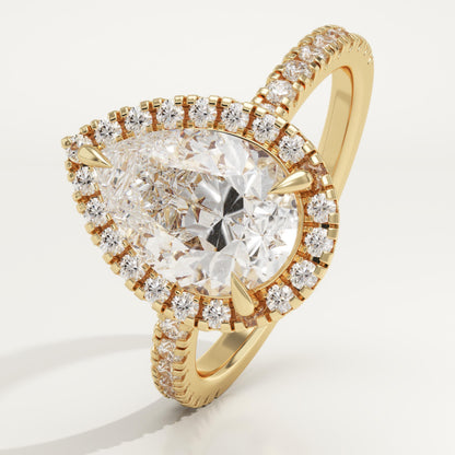 Pear Cut Halo & Pave Lab-Grown Diamond Engagement Ring