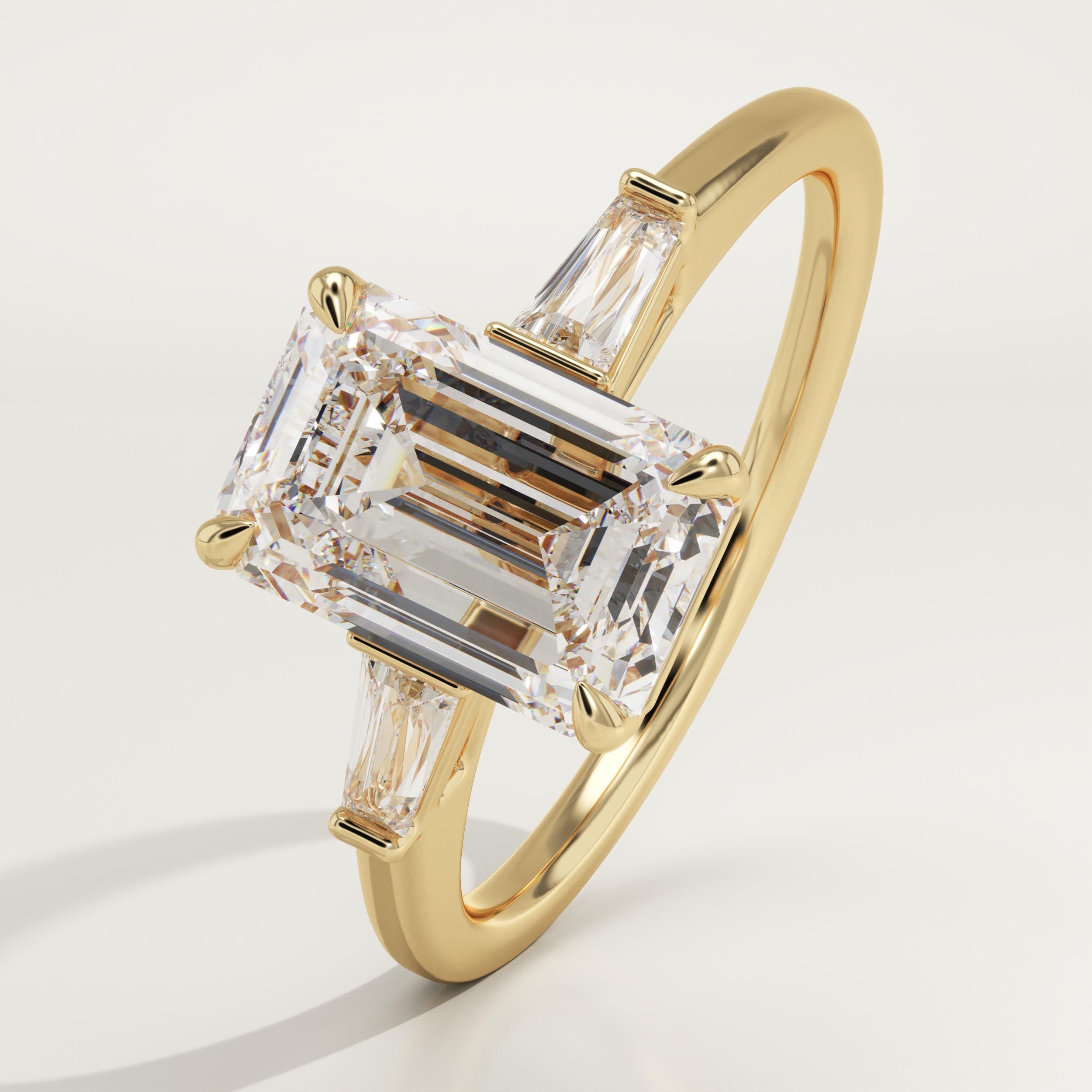 2.0 CT Emerald Cut Three Stone Lab-Grown Diamond Engagement Ring