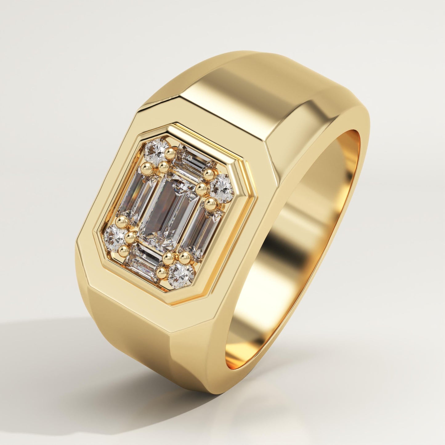 0.46 TCW Round & Baguette Lab-Grown Diamond Multi Stone Wedding Band For Men