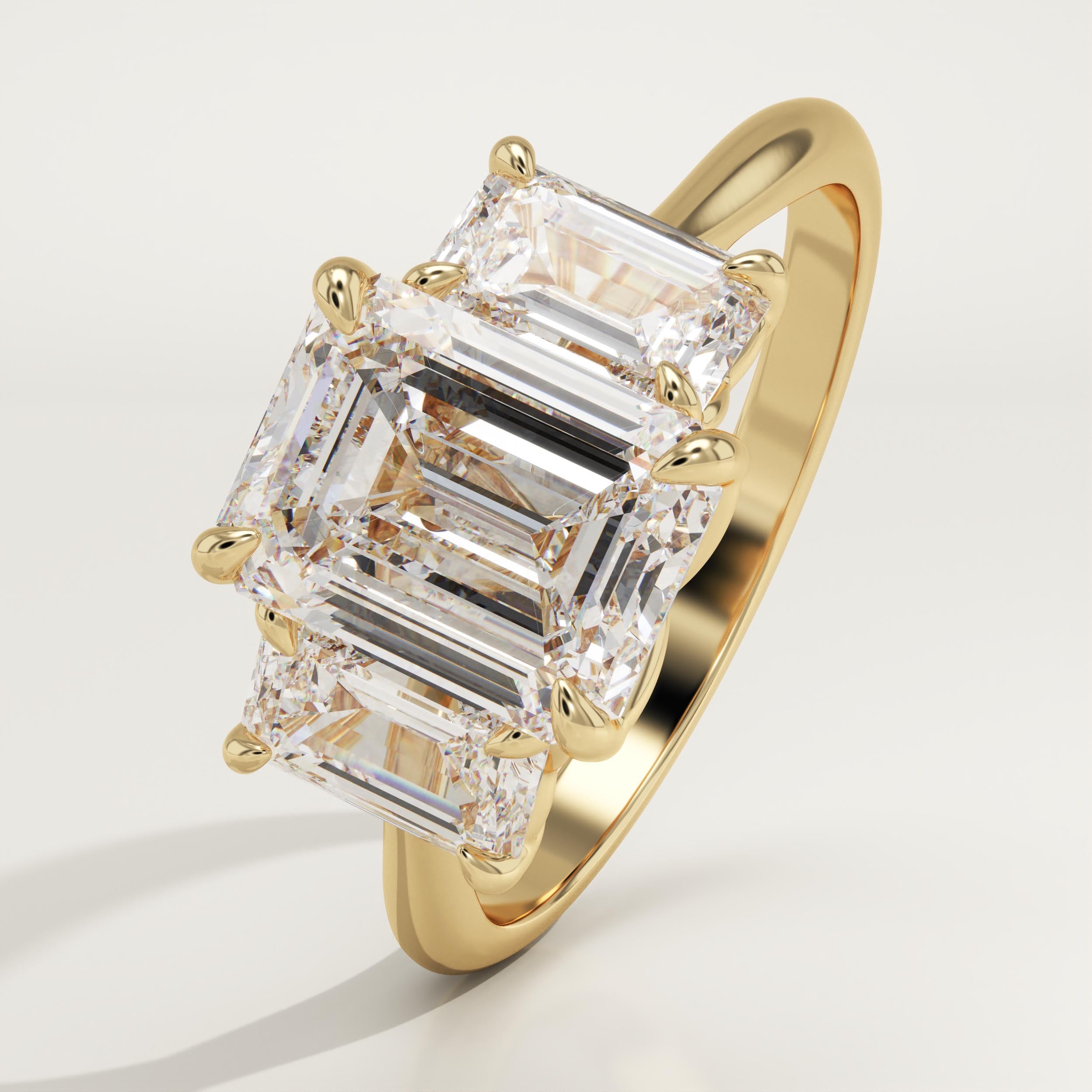 2.0 CT Emerald Cut Three Stone Lab-Grown Diamond Engagement Ring