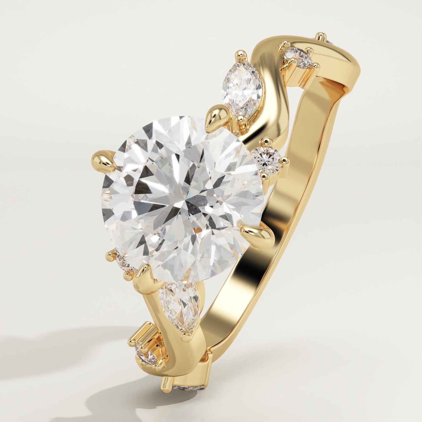 Round Cut Twig Style Lab-Grown Diamond Engagement Ring