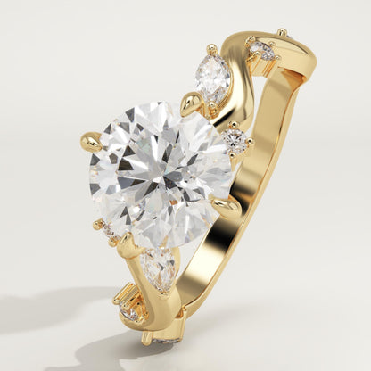 Round Cut Twig Style Lab-Grown Diamond Engagement Ring