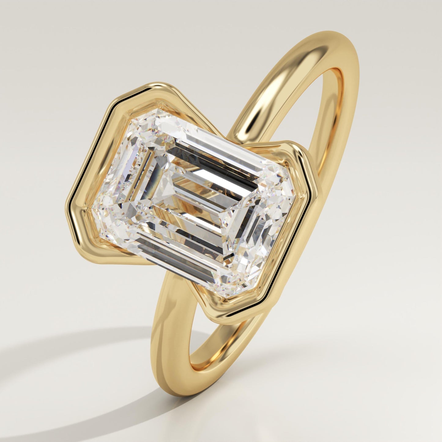 Emerald Cut Half Bezel Lab-Grown Diamond Engagement Ring