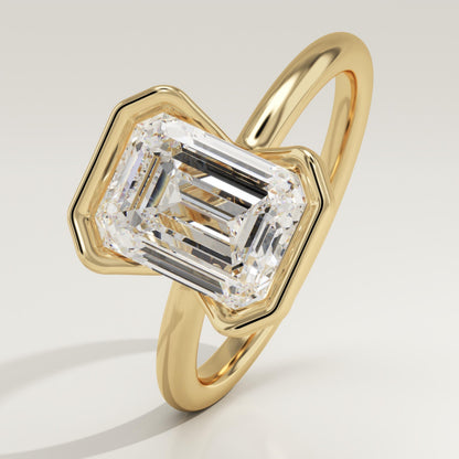 Emerald Cut Half Bezel Lab-Grown Diamond Engagement Ring