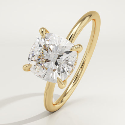 Cushion Cut Hidden Halo Lab-Grown Diamond Engagement Ring
