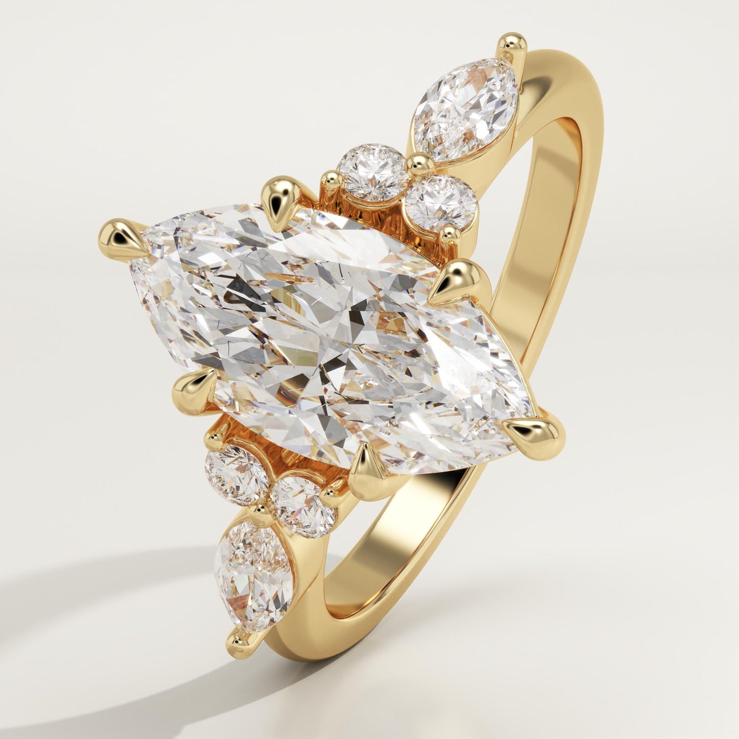 Marquise Cut Cluster Lab-Grown Diamond Engagement Ring