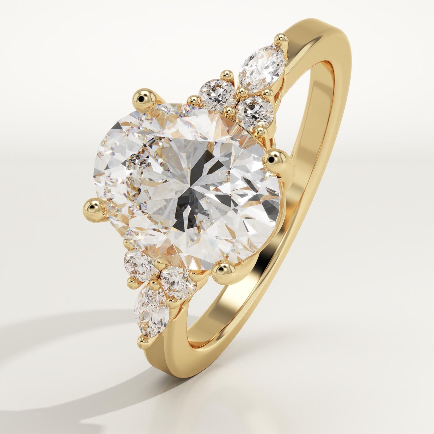 Oval Cut Cluster Lab-Grown Diamond Engagement Ring