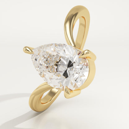 Pear Cut V Shaped Solitaire Lab-Grown Diamond Engagement Ring