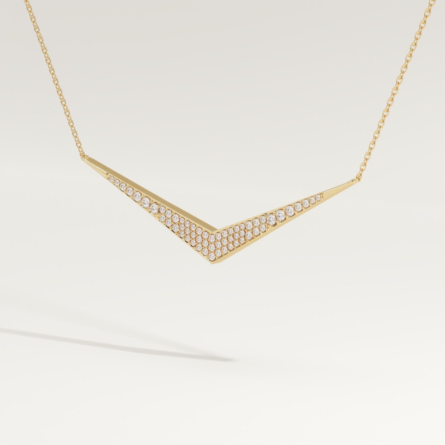 0.272 TCW Round Lab-Grown Diamond V Elongated Shaped Necklace