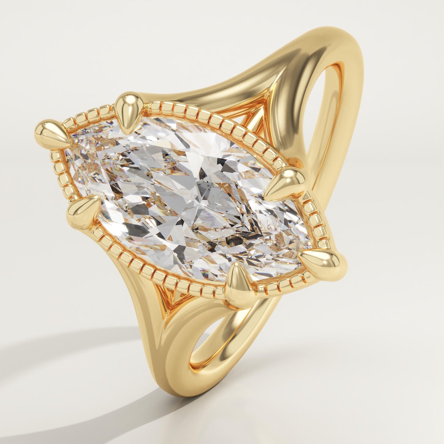 Marquise Cut Split Shank Lab-Grown Diamond Engagement Ring